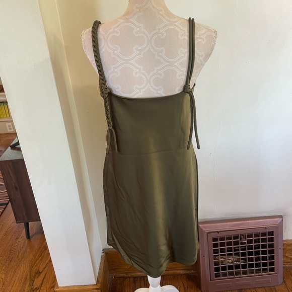 House of Harlow Olive Green braided-strap satin mini dress - NWT - Picture 6 of 8